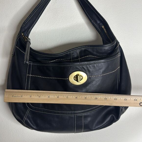 Vtg Coach Ergo Black Leather Hobo Shoulder Bag with turnlock style 10741 - Picture 5 of 13